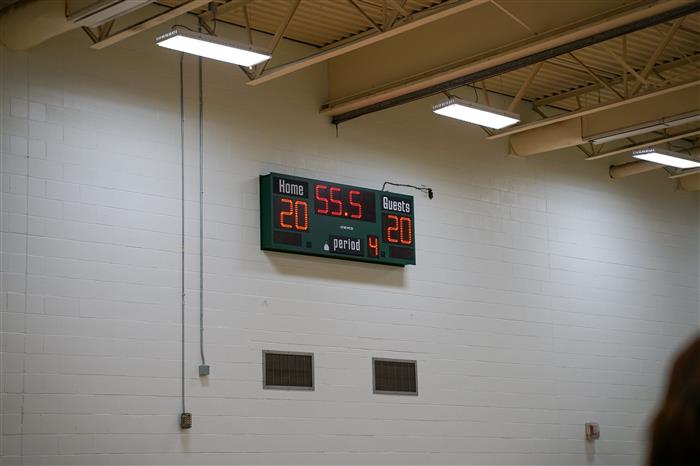 Shock clock following the Pathfinder Panthers Basketball game against the Mon Valley Mustangs on Feb. 22, 2024.